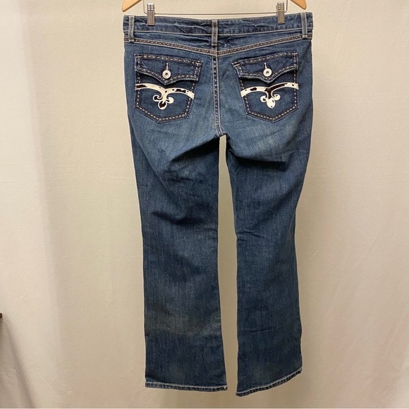 Wrangler Sz 11 Rock 47 Ultra Low Rise Jeans Cowhide Accents Embroidered Women’s - Picture 12 of 14
